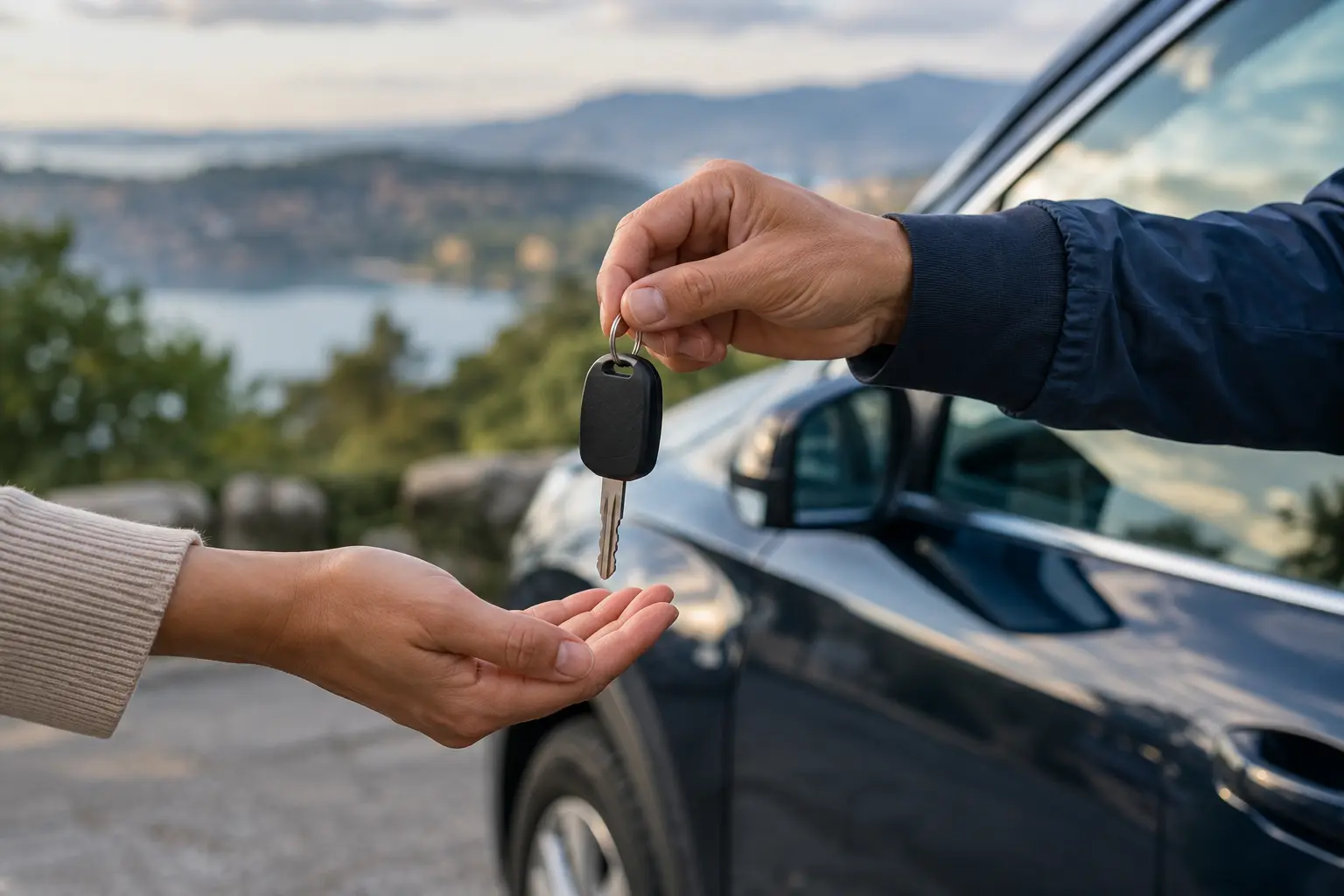 Car keys being handed over